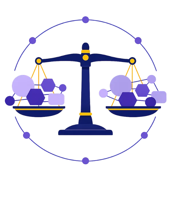 Illustration of balanced scales representing competing rights and proportionate decision-making